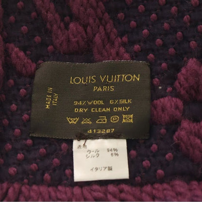 Louis Vuitton Monogram Logomania Scarf Fringe Muffler Wine Red