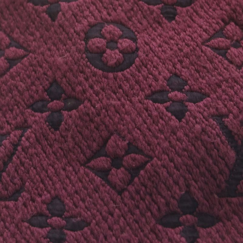 Louis Vuitton Monogram Logomania Scarf Fringe Muffler Wine Red