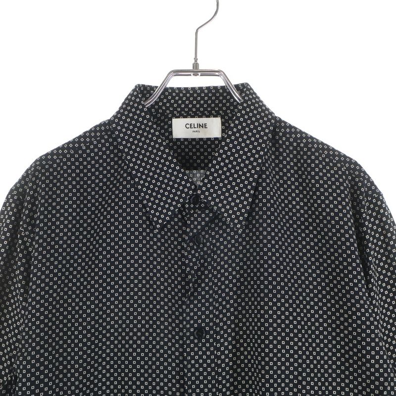 Celine All Over Pattern Rayon Long Sleeve Shirt Black