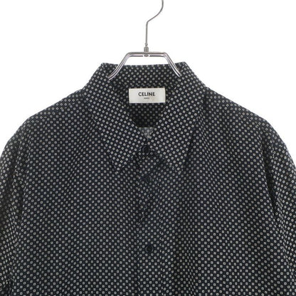 Celine All Over Pattern Rayon Long Sleeve Shirt Black