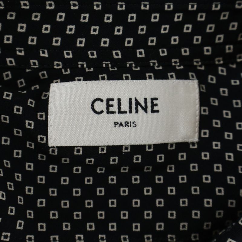 Celine All Over Pattern Rayon Long Sleeve Shirt Black