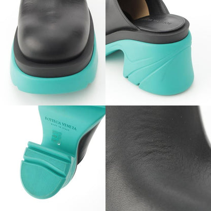 Bottega Veneta Flash Leather Platform Sandals Mule Sabot Shoes Black Turquoise