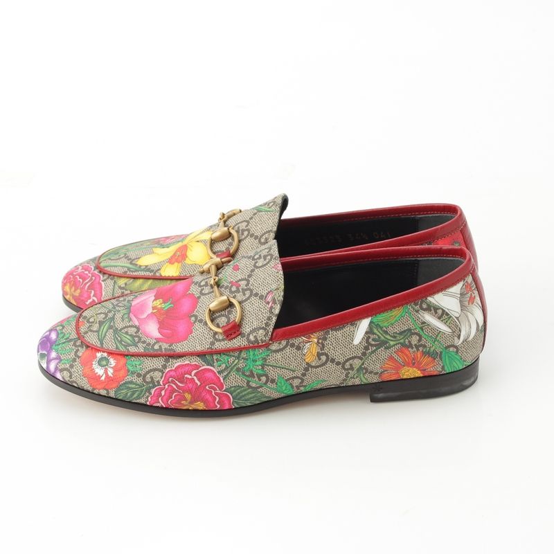 Gucci Flora GG Supreme Michele Bit Loafers Shoes Multicolor 34.5