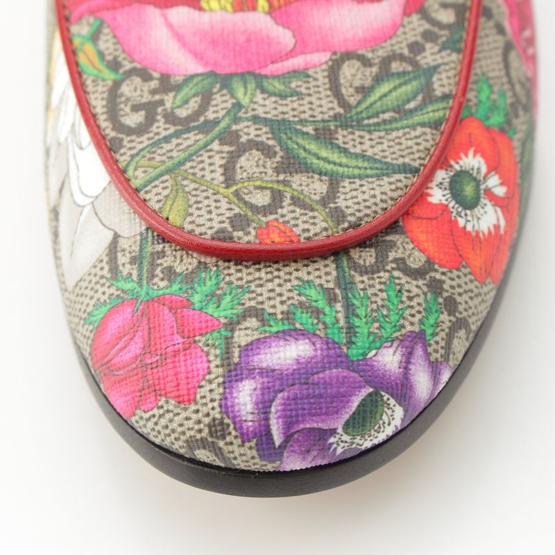 Gucci Flora GG Supreme Michele Bit Loafers Shoes Multicolor 34.5
