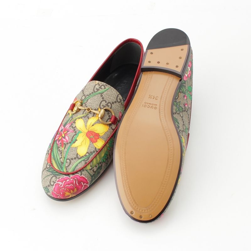 Gucci Flora GG Supreme Michele Bit Loafers Shoes Multicolor 34.5