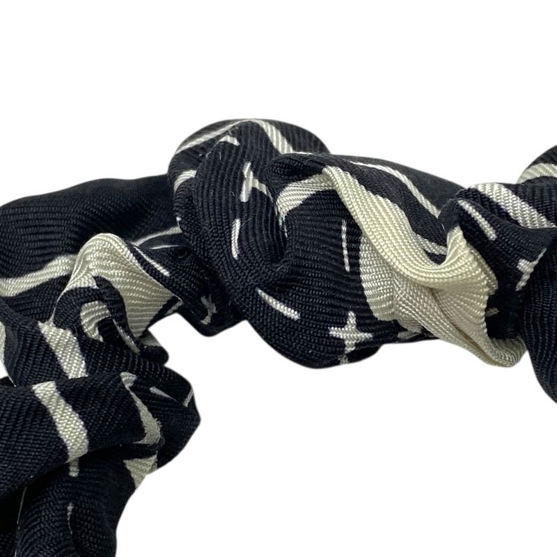 Chanel Scrunchie Hair Tie Hair CC Logo Silk Black White