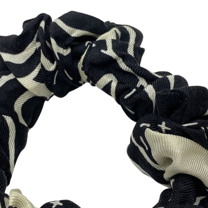 Chanel Scrunchie Hair Tie Hair CC Logo Silk Black White