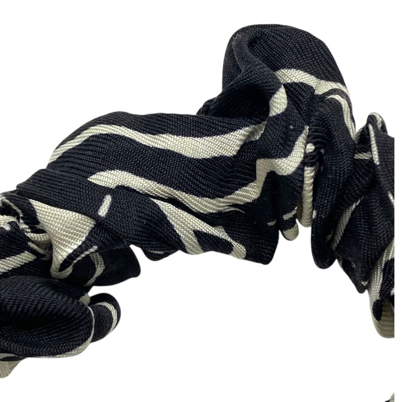 Chanel Scrunchie Hair Tie Hair CC Logo Silk Black White