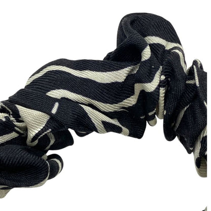 Chanel Scrunchie Hair Tie Hair CC Logo Silk Black White