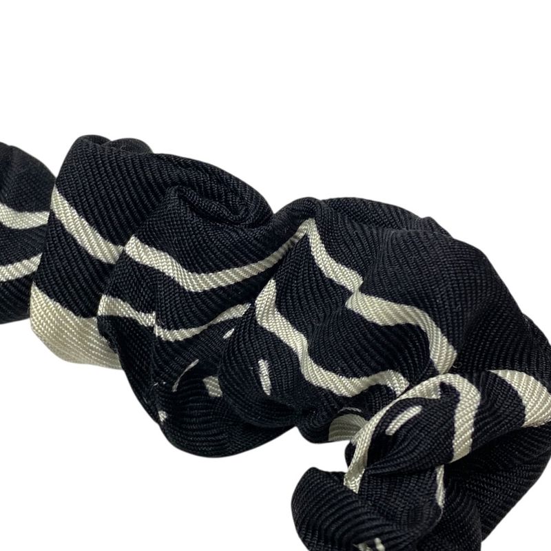 Chanel Scrunchie Hair Tie Hair CC Logo Silk Black White