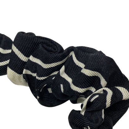 Chanel Scrunchie Hair Tie Hair CC Logo Silk Black White