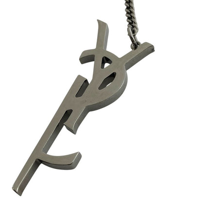 Saint Laurent Charm Key Holder Bag YSL Cassandra Logo Chain Metal Silver