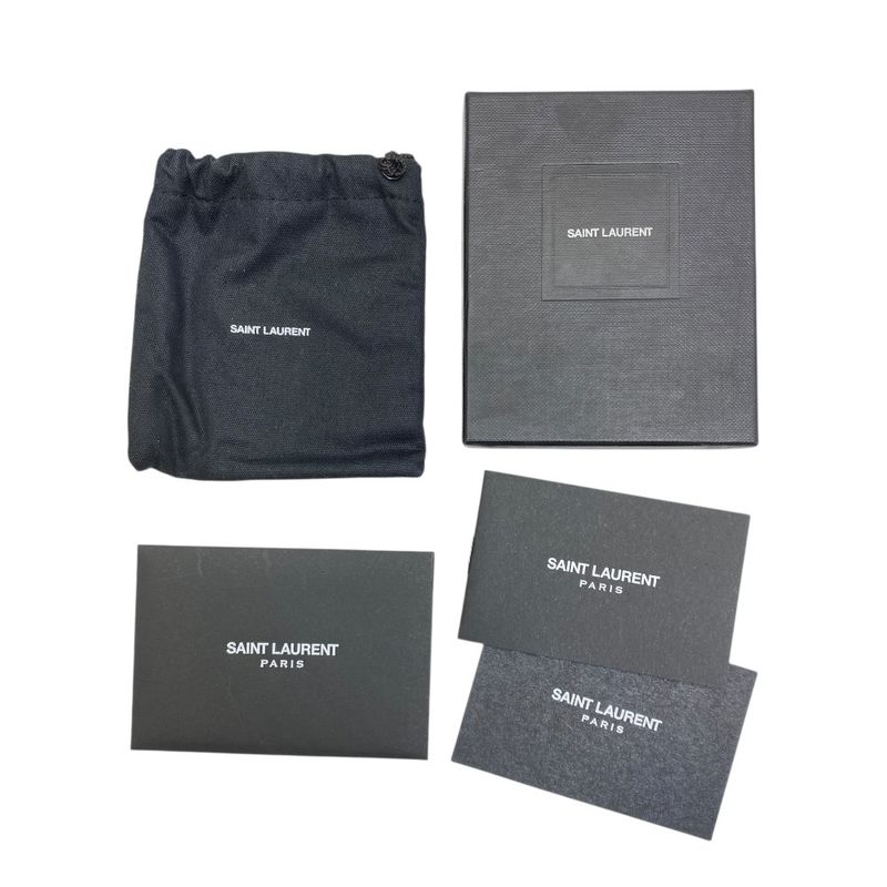 Saint Laurent Charm Key Holder Bag YSL Cassandra Logo Chain Metal Silver