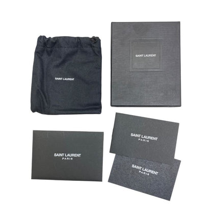 Saint Laurent Charm Key Holder Bag YSL Cassandra Logo Chain Metal Silver