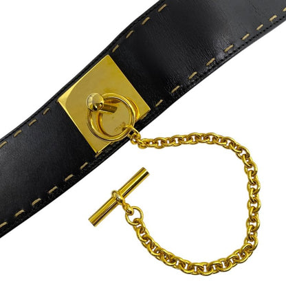 Celine Mantel Chain Belt Chain Turnlock Leather Black Gold