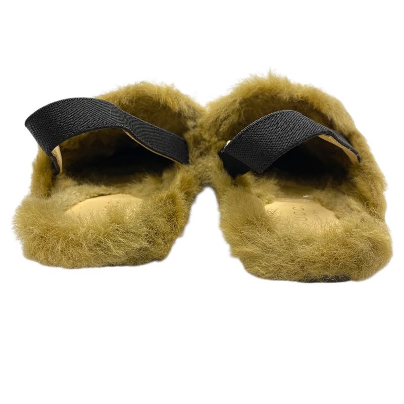 Gucci Kids Princetown Horsebit Children Slippers Sandals Leather Fur Black