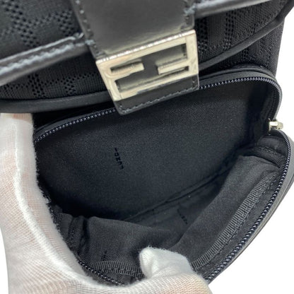 Fendi Zucca Cross FF Pattern Logo Leather Fabric Black Red