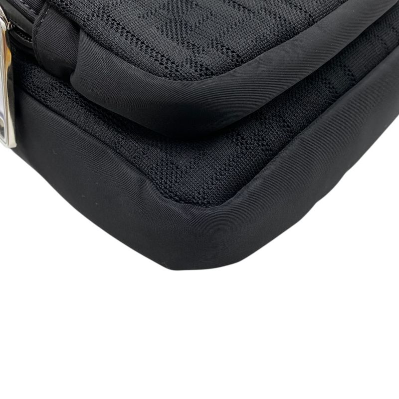 Fendi Zucca Cross FF Pattern Logo Leather Fabric Black Red