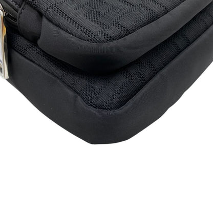 Fendi Zucca Cross FF Pattern Logo Leather Fabric Black Red