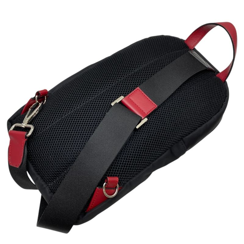 Fendi Zucca Cross FF Pattern Logo Leather Fabric Black Red