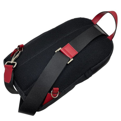 Fendi Zucca Cross FF Pattern Logo Leather Fabric Black Red