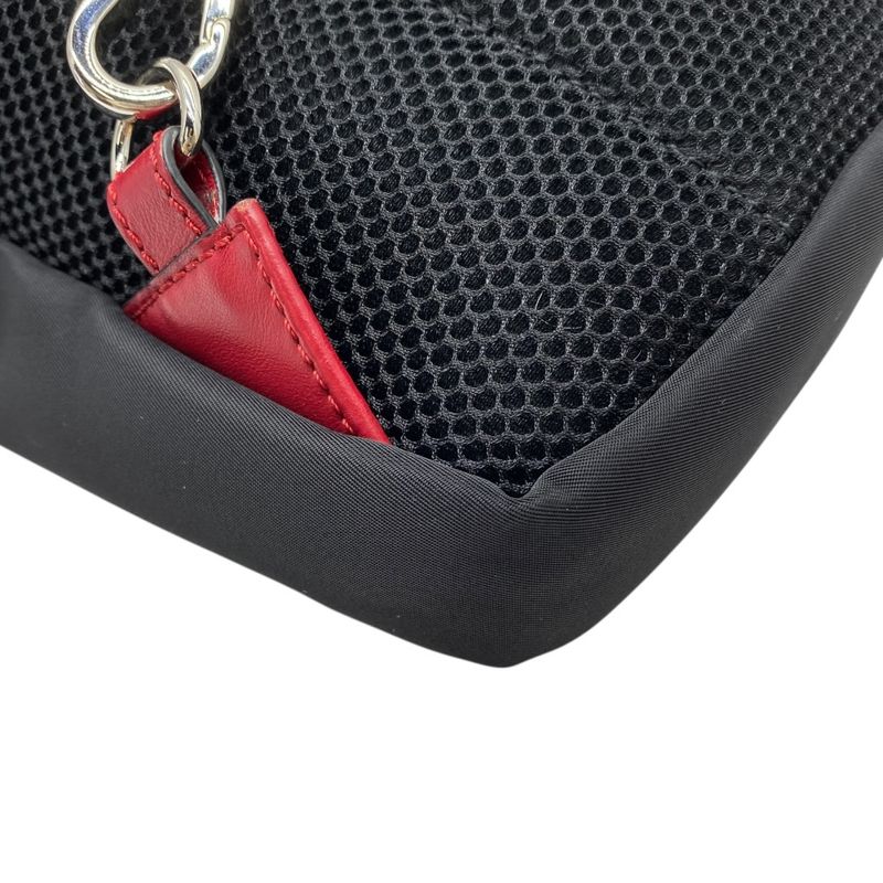 Fendi Zucca Cross FF Pattern Logo Leather Fabric Black Red