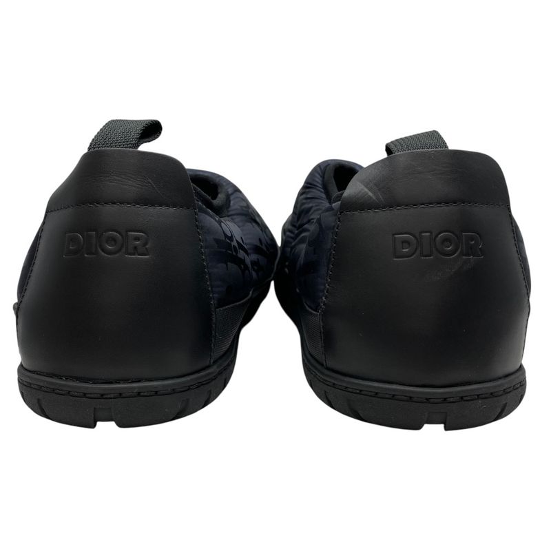 Dior Snow Slipper Flat Shoes Quilted Nylon Logo Black