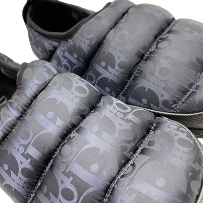 Dior Snow Slipper Flat Shoes Quilted Nylon Logo Black