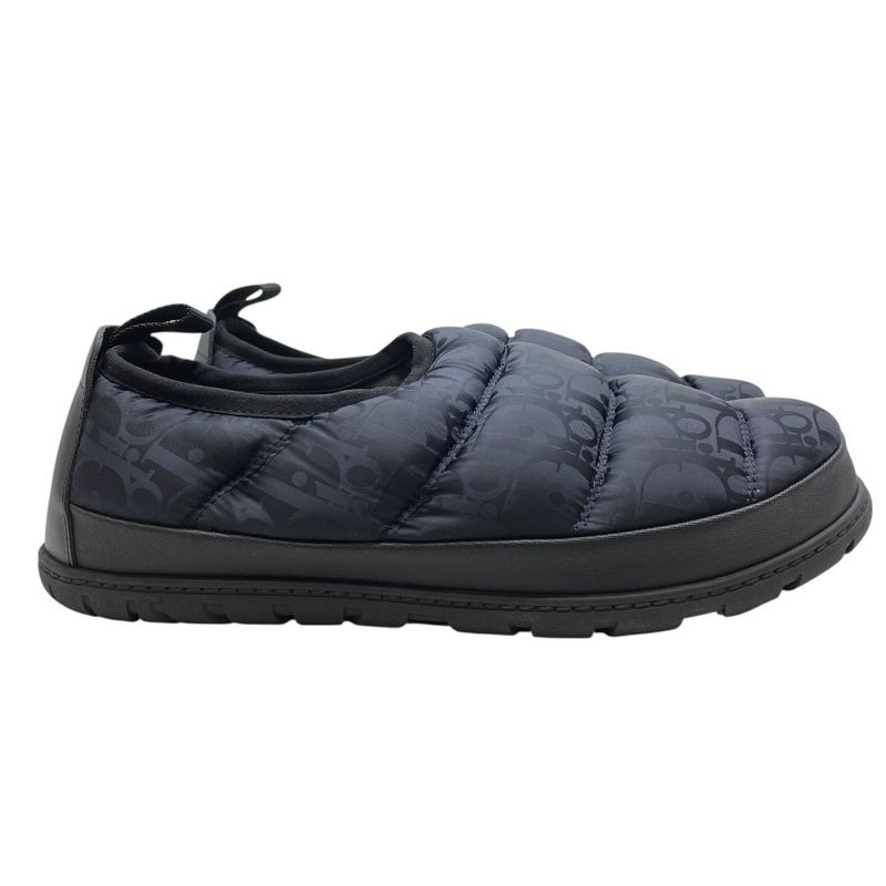Dior Snow Slipper Flat Shoes Quilted Nylon Logo Black