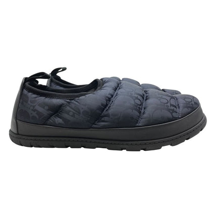 Dior Snow Slipper Flat Shoes Quilted Nylon Logo Black