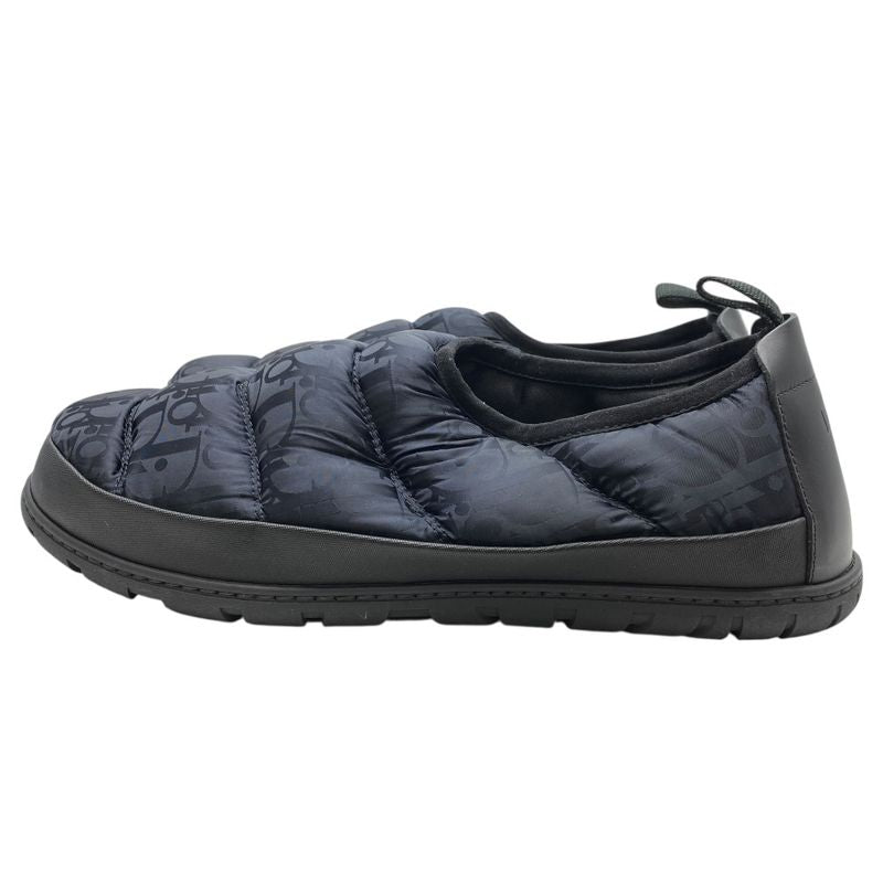 Dior Snow Slipper Flat Shoes Quilted Nylon Logo Black