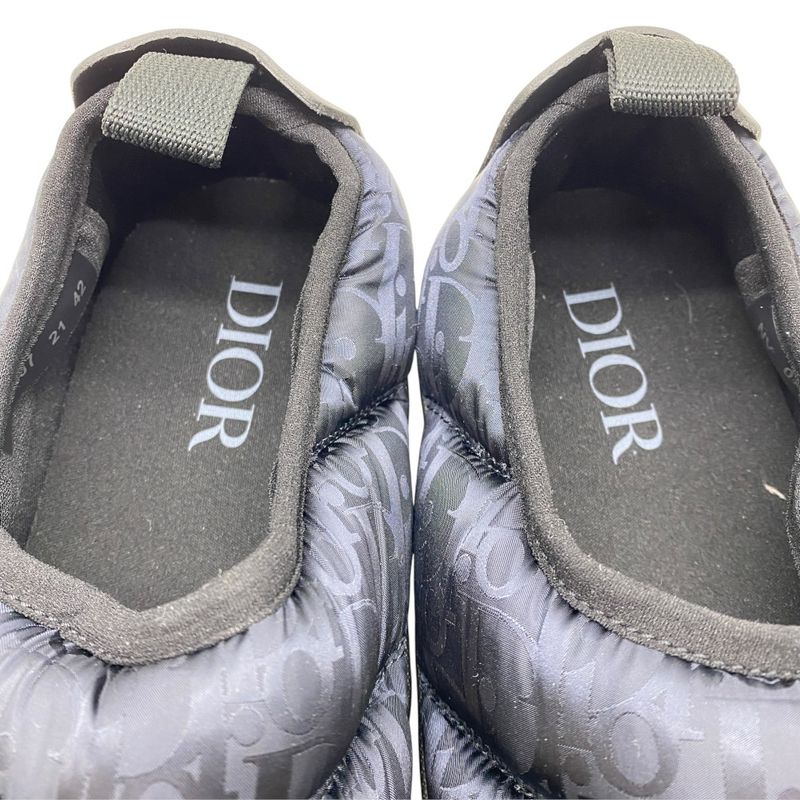 Dior Snow Slipper Flat Shoes Quilted Nylon Logo Black
