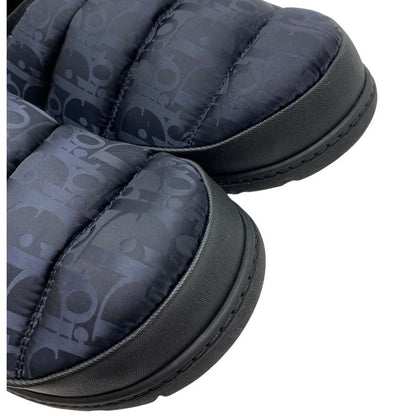 Dior Snow Slipper Flat Shoes Quilted Nylon Logo Black
