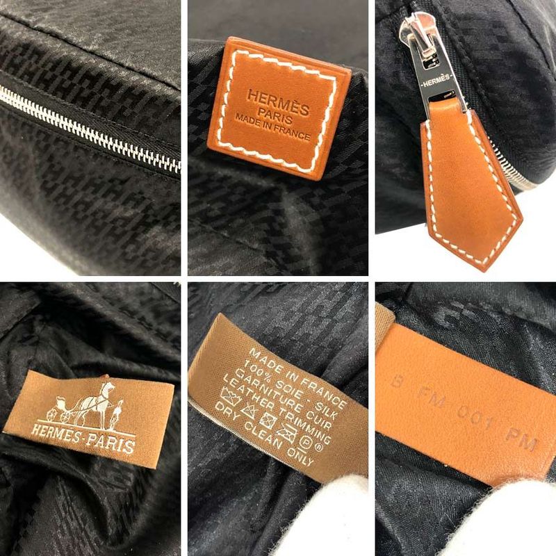 Hermes Pouch Travel Silk Mini Cube Black
