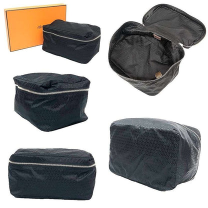 Hermes Pouch Travel Silk Mini Cube Black