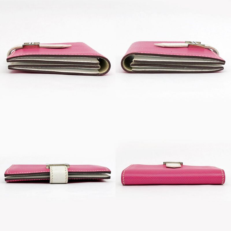 Hermes Bearn Card Case Epsom Silver Purple White
