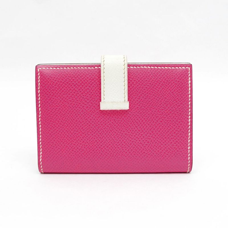 Hermes Bearn Card Case Epsom Silver Purple White