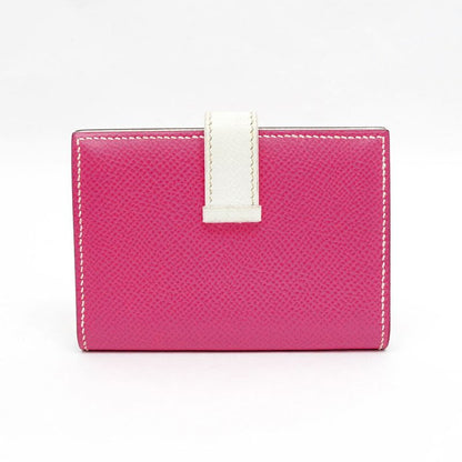 Hermes Bearn Card Case Epsom Silver Purple White
