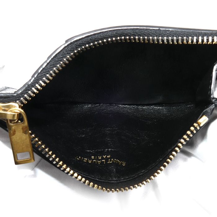 Saint Laurent Tiny Cassandra Fragment Zip Card Case Coin Black