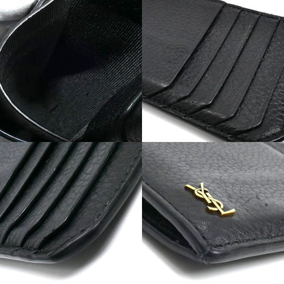 Saint Laurent Tiny Cassandra Fragment Zip Card Case Coin Black