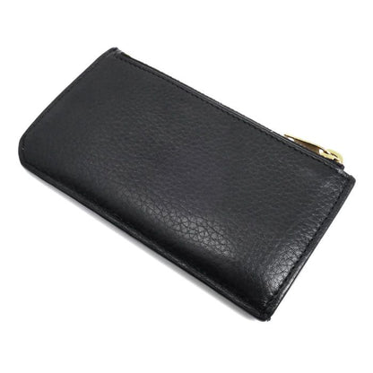 Saint Laurent Tiny Cassandra Fragment Zip Card Case Coin Black