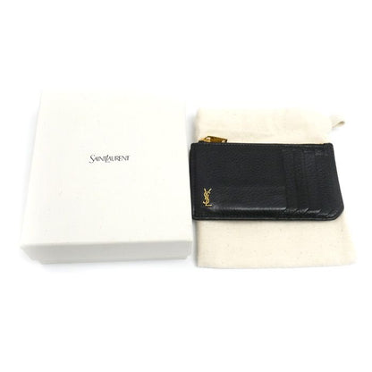 Saint Laurent Tiny Cassandra Fragment Zip Card Case Coin Black