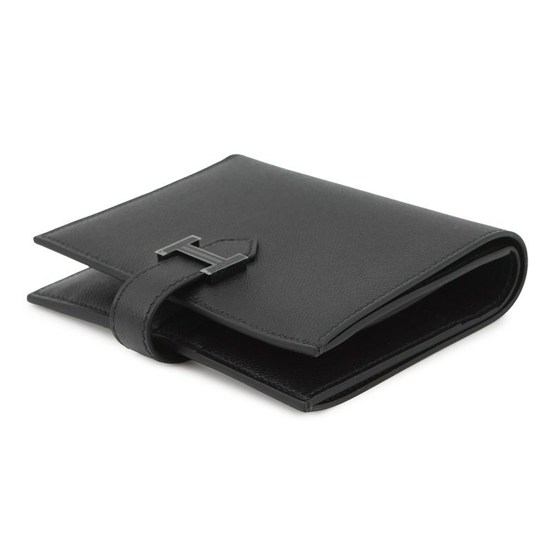 Hermes Bifold Wallet Bearn Compact Black Vo Madame