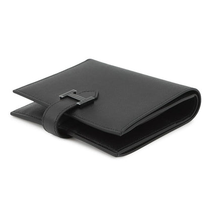 Hermes Bifold Wallet Bearn Compact Black Vo Madame