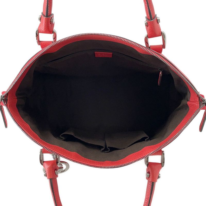 Gucci Tote Leather 2-Way Shoulder Bag Red Brown