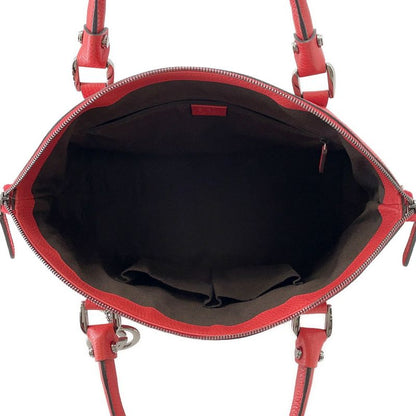 Gucci Tote Leather 2-Way Shoulder Bag Red Brown