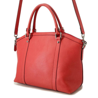 Gucci Tote Leather 2-Way Shoulder Bag Red Brown