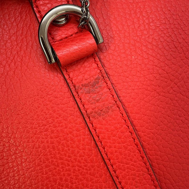 Gucci Tote Leather 2-Way Shoulder Bag Red Brown