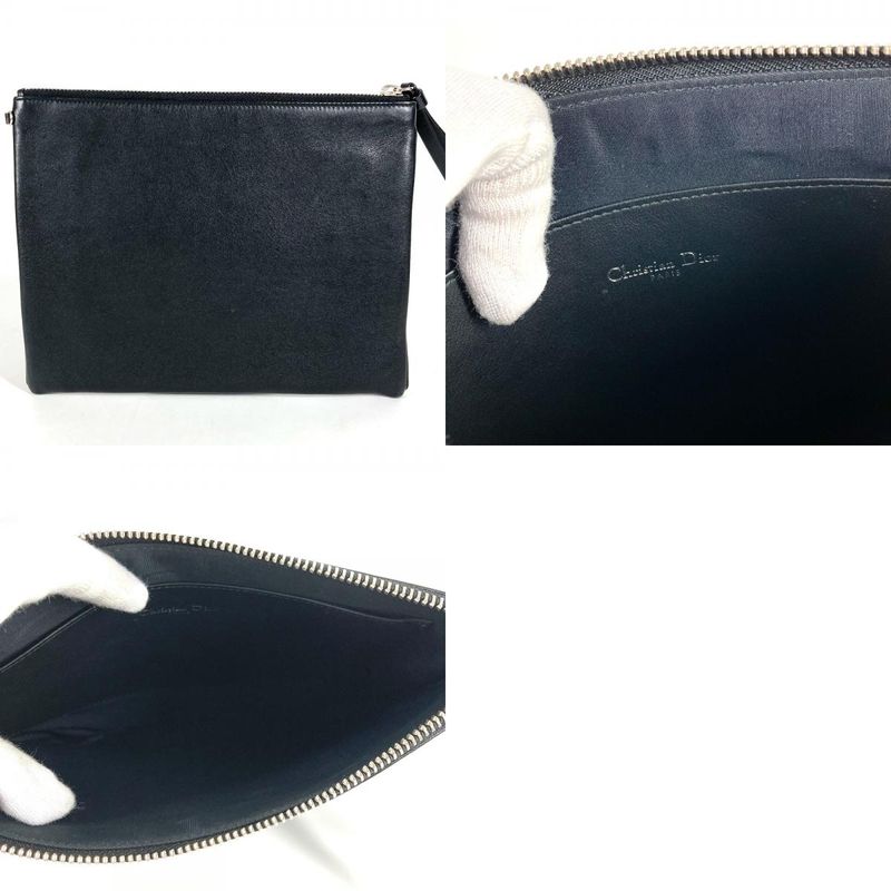 Dior Clutch Logo Leather Black