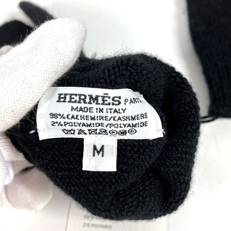 Hermes Gloves Studded Medley Cashmere Black